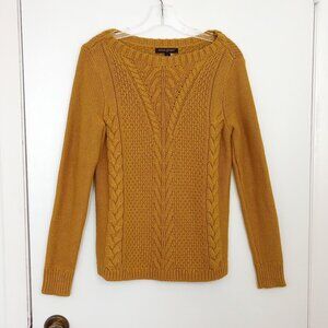 Banana Republic Gold Boat-Neck Cable-Knit Sweater